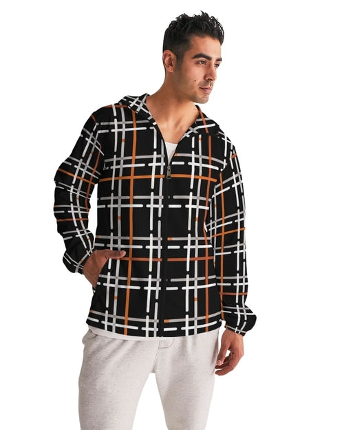 Mens Lightweight Windbreaker Jacket with Hood and Zipper Closure -