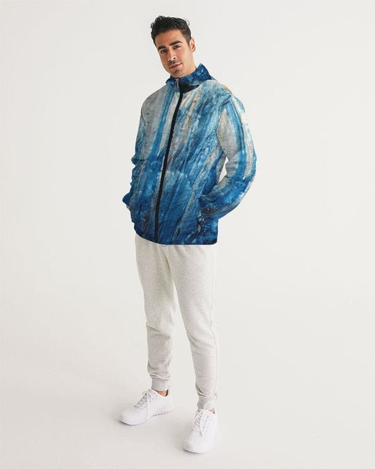 Mens Hooded Windbreaker - Blue Casual/sports Water Resistant Jacket -