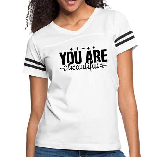 Womens Vintage Sport Graphic T-shirt - you are Beautiful - Inspiration