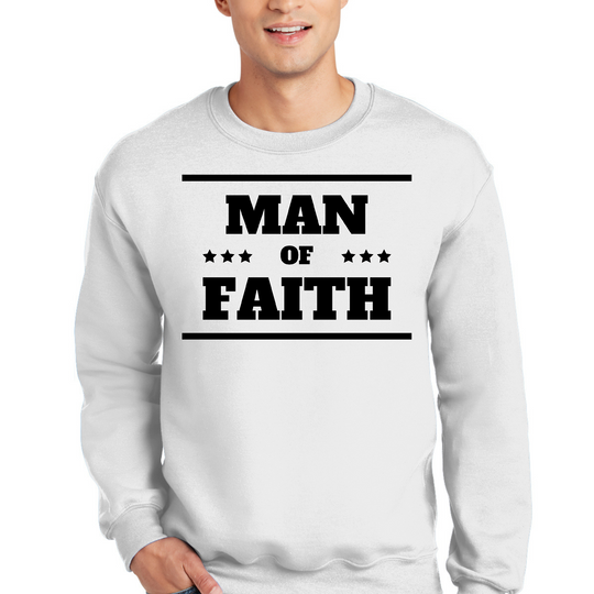 Mens Graphic Sweatshirt - Man of Faith Black Illustration