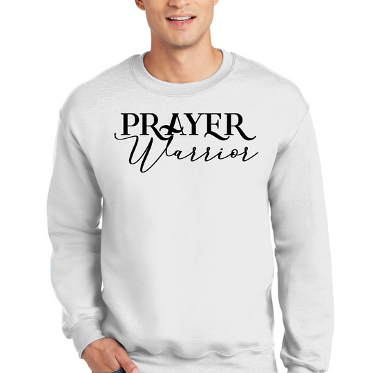 Mens Graphic Sweatshirt - Prayer Warrior Script Style Illustration