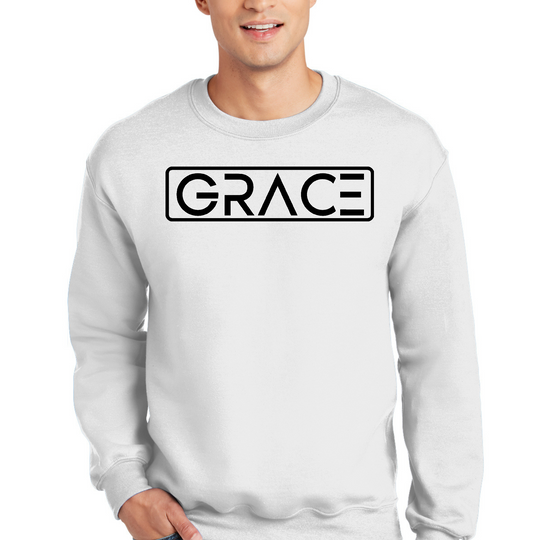 Mens Graphic Sweatshirt - Grace Christian Black Illustration