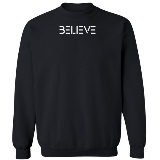 Mens Graphic Sweatshirt - Believe White Print