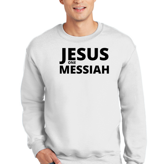 Mens Graphic Sweatshirt - Jesus one Messiah Black Illustration