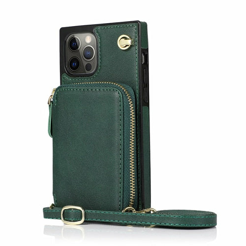 Zipper Wallet Case with Strap for iPhone