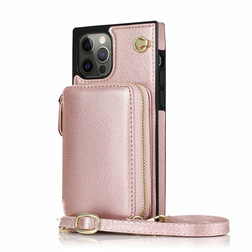 Zipper Wallet Case with Strap for iPhone