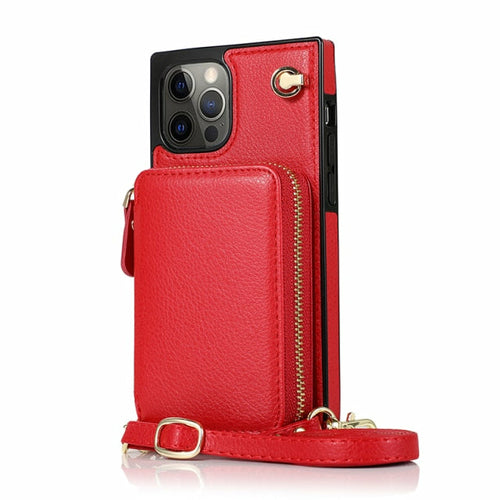 Zipper Wallet Case with Strap for iPhone