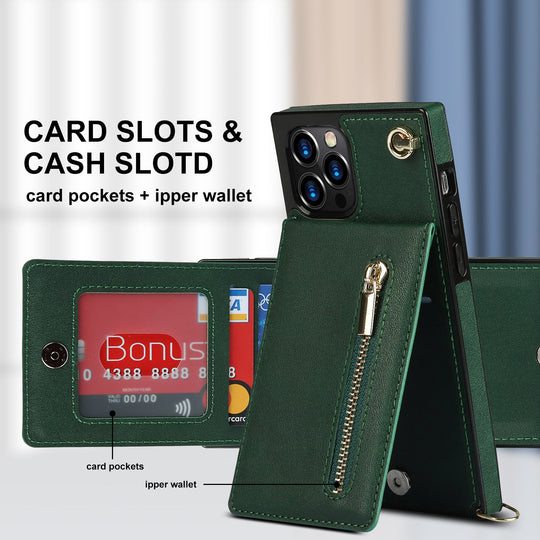 Slim Zipper Wallet Case for iPhone