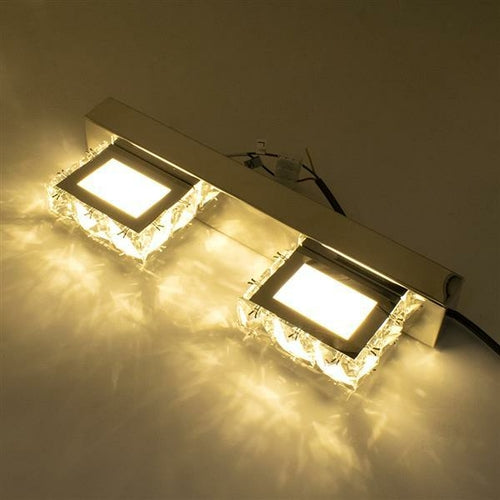 New 6W Double Lamp Crystal Surface Bathroom Bedroom Lamp White Light