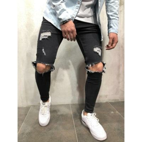 New fashion Men Jeans Stretch Destroyed Ripped Design Fashion