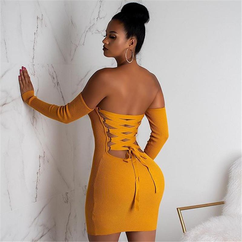 Maikun New Brand Sexy Strap Dress Night Club Long-sleeved Backpack Hip