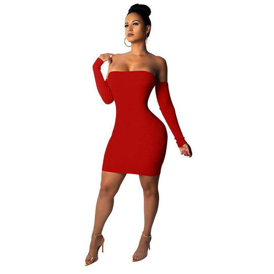 Maikun New Brand Sexy Strap Dress Night Club Long-sleeved Backpack Hip