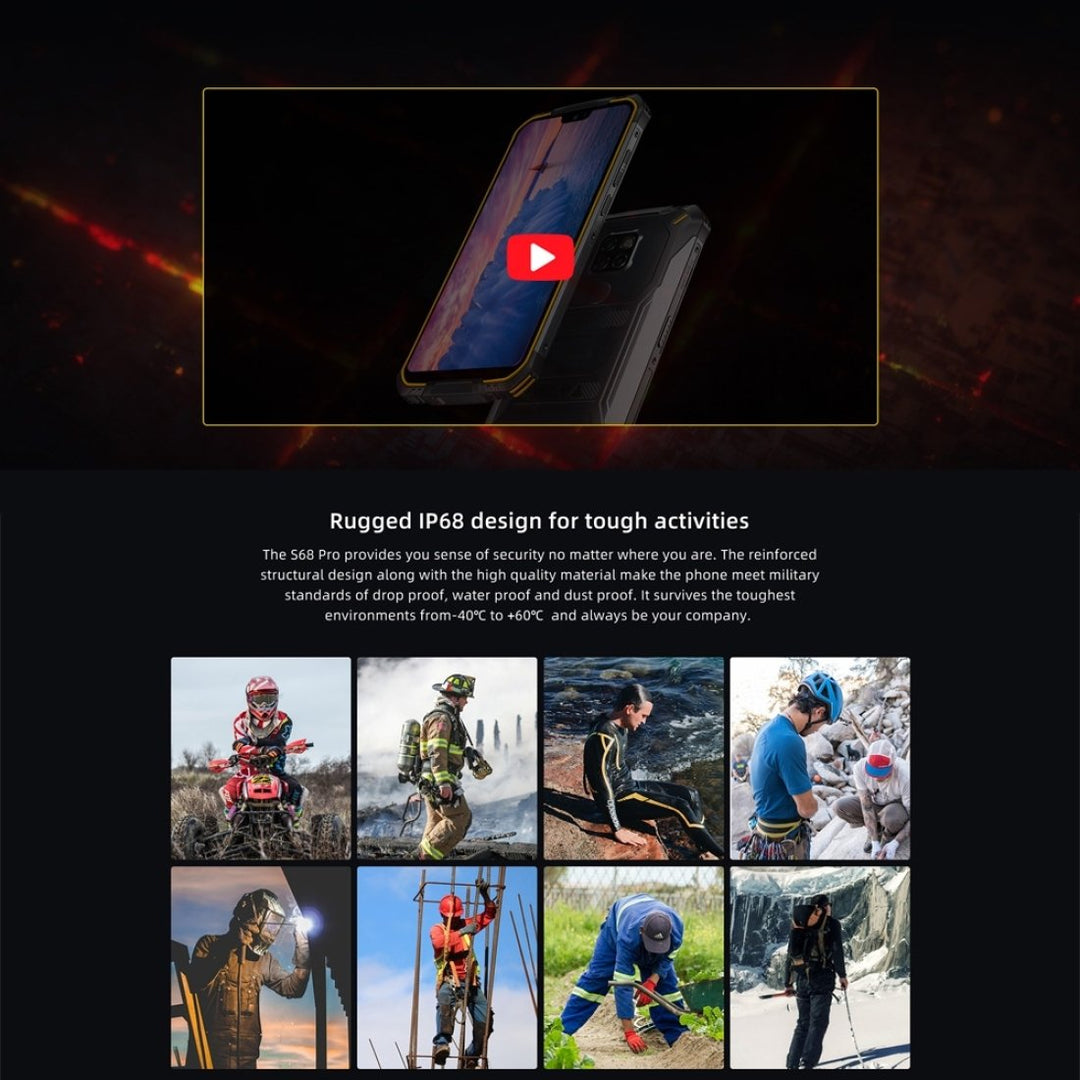 DOOGEE S68 Pro Rugged Phone 6GB+128GB 6300mAh Battery Triple Back