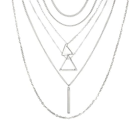 Double Triangle Multilayer Necklace