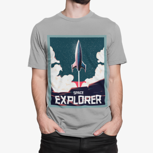 Men’s Space Rocket T-Shirt – Casual Graphic Tee for Space Enthusiasts