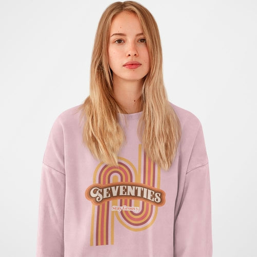 Womens Retro 70's Crewneck Sweatshirt.