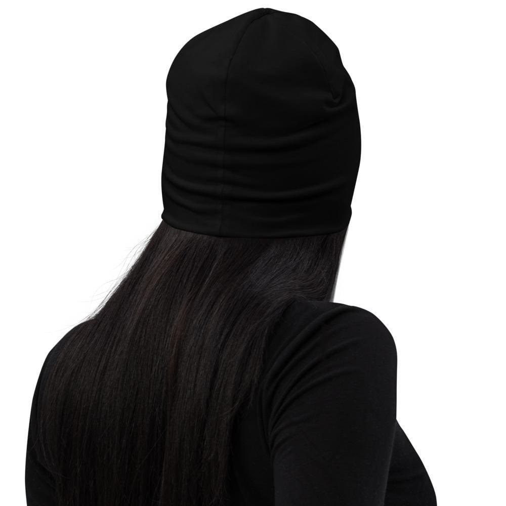Beanie Hat - Black Slouchy Beanie Prayer Warrior Print Men/women