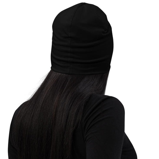 Beanie Hat - Black Slouchy Beanie Prayer Warrior Print Men/women