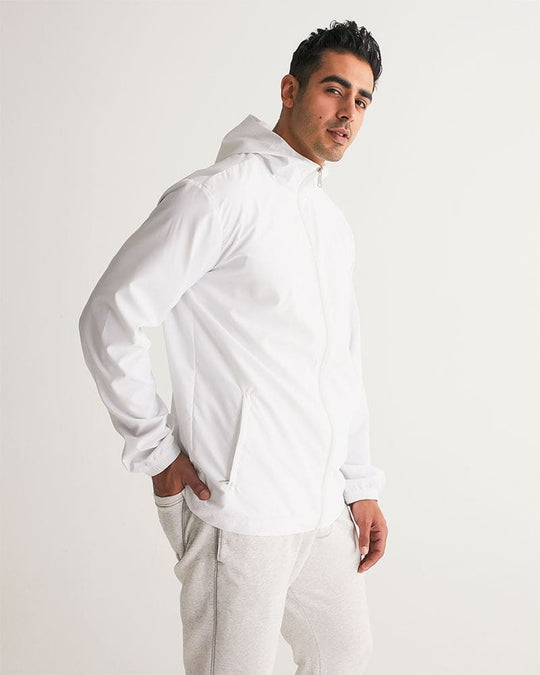 Mens Windbreaker Jacket with Hood - White