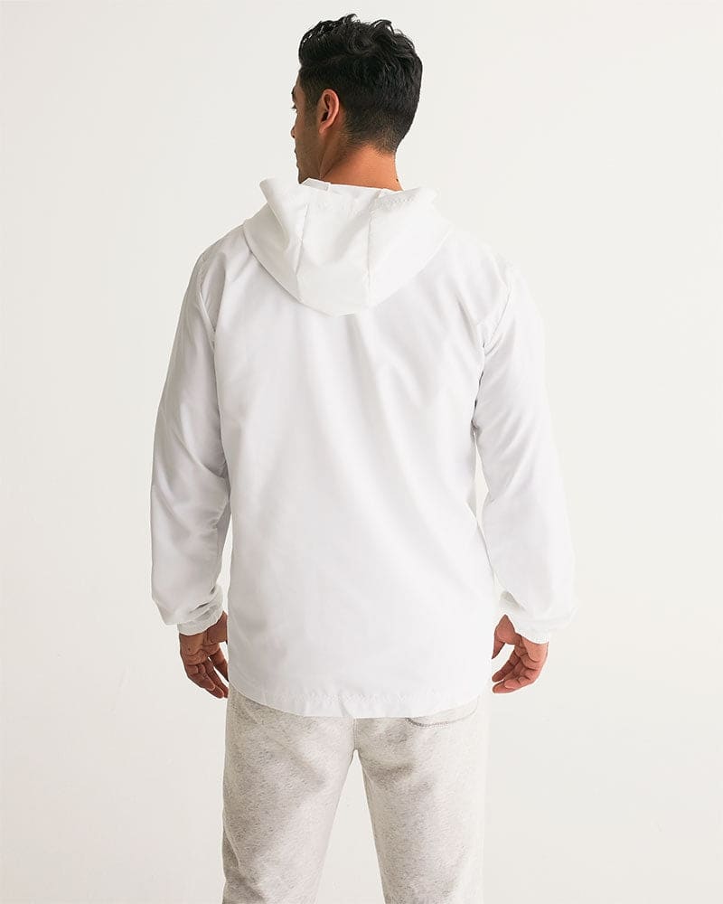 Mens Windbreaker Jacket with Hood - White