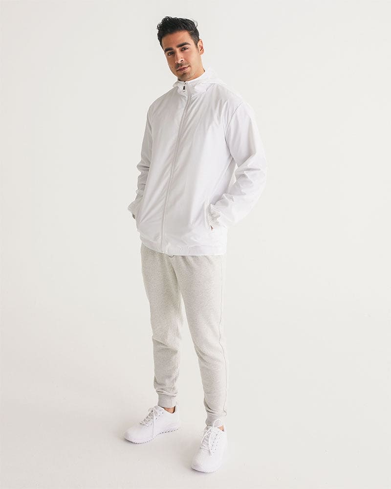 Mens Windbreaker Jacket with Hood - White