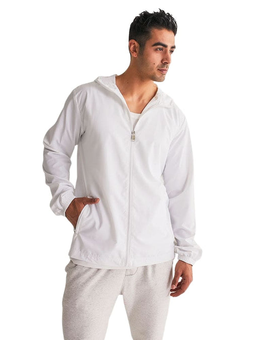 Mens Windbreaker Jacket with Hood - White