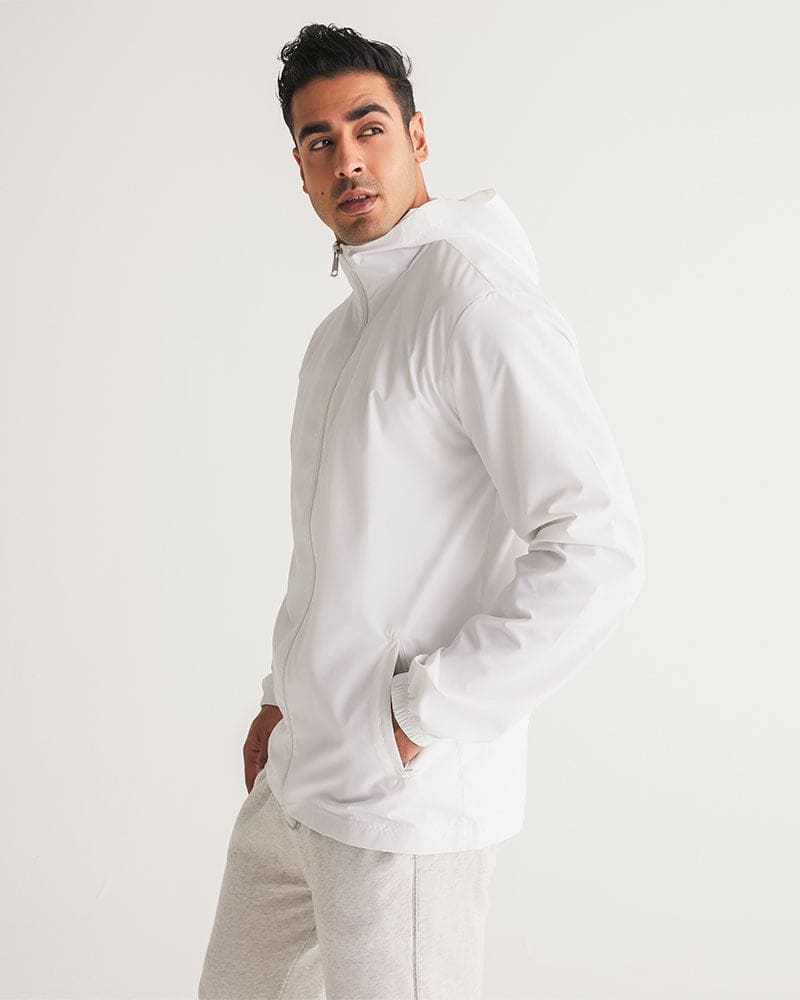 Mens Windbreaker Jacket with Hood - White