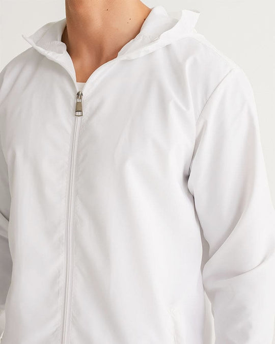 Mens Windbreaker Jacket with Hood - White