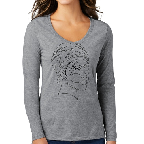 Womens Long Sleeve V-neck Graphic T-shirt - Say it Soul - ??hosen’