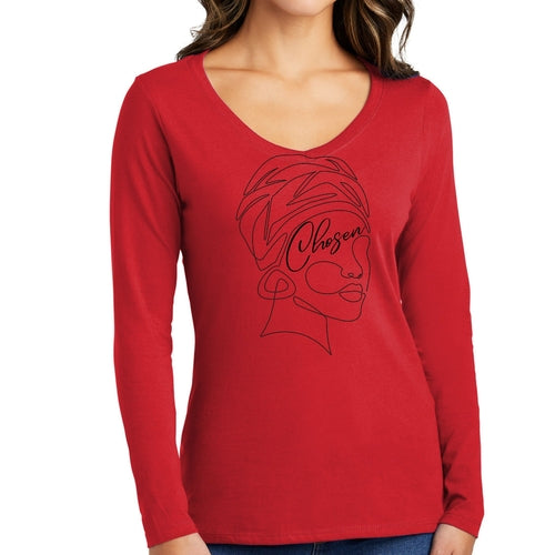 Womens Long Sleeve V-neck Graphic T-shirt - Say it Soul - ??hosen’