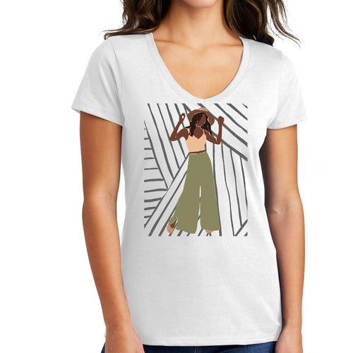 Womens V-neck Graphic T-shirt - Say it Soul - its Her Groove Thing