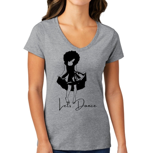 Womens V-neck Graphic T-shirt - Say it Soul - Lets Dance Black Line