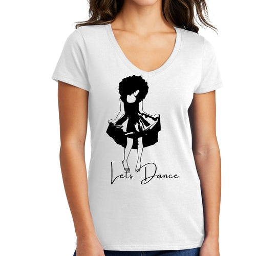 Womens V-neck Graphic T-shirt - Say it Soul - Lets Dance Black Line