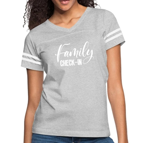Womens Vintage Sport Graphic T-shirt - Family Check-in Illustration