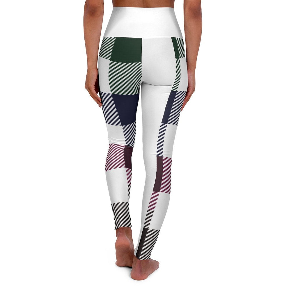 Womens High-waist Fitness Legging Yoga Pants - Multicolor Plaid